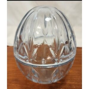 Gorham Shades Of Spring 2 Piece Oval Clear‎ Crystal Easter Egg~4 3/4" Candy Dish